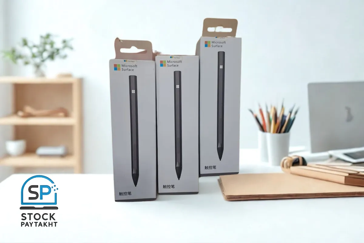 قلم سرفیس ۲۰۲۰ مشکی به همراه نوک یدک، کابل شارژ و دفترچه راهنما