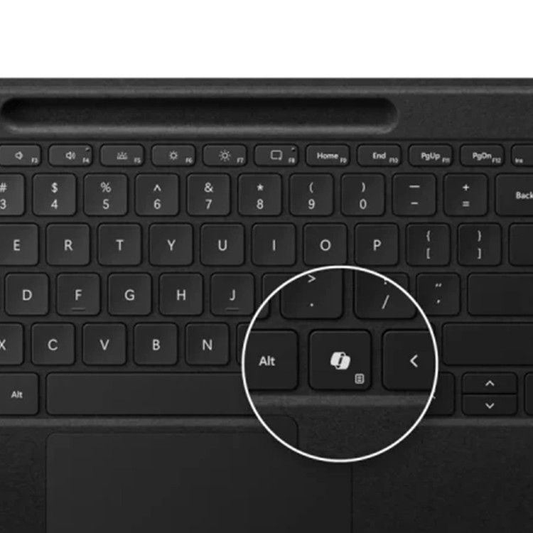 کیبورد سرفیس پرو Signature مدل مشکی (Black) با کلید Copilot و محفظه قلم